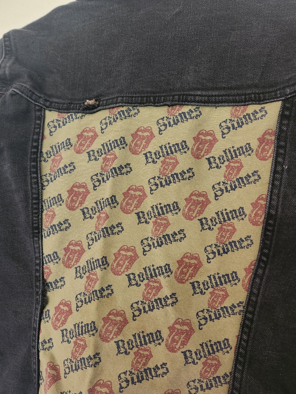 Custom Black Denim Jacket with Rolling Stones Patch - Picture 6 of 6